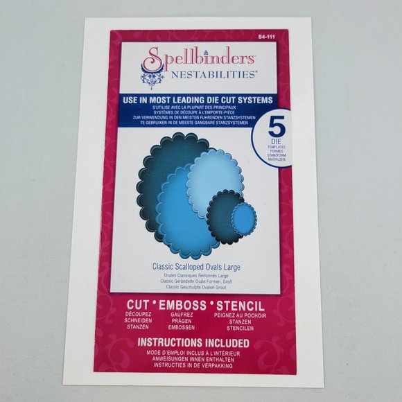 Spellbinders Classic Scalloped Ovals Large Metal Die Cut Set Nestabilities Set 5 - Picture 1 of 6
